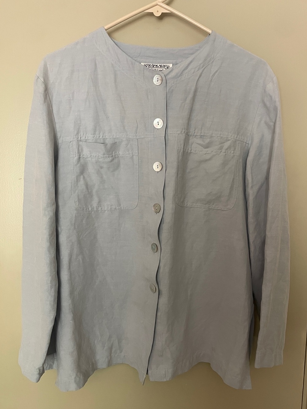 Soft blue Silkland Collection silk linen shirt